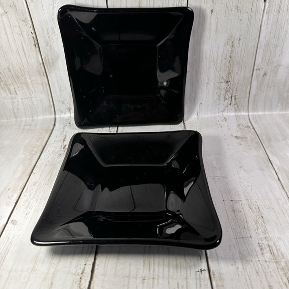 Crate & Barrel Abby Appetizer Dish Plates Black Weave Effect Underside 5‎ 1/2" - Picture 10 of 10